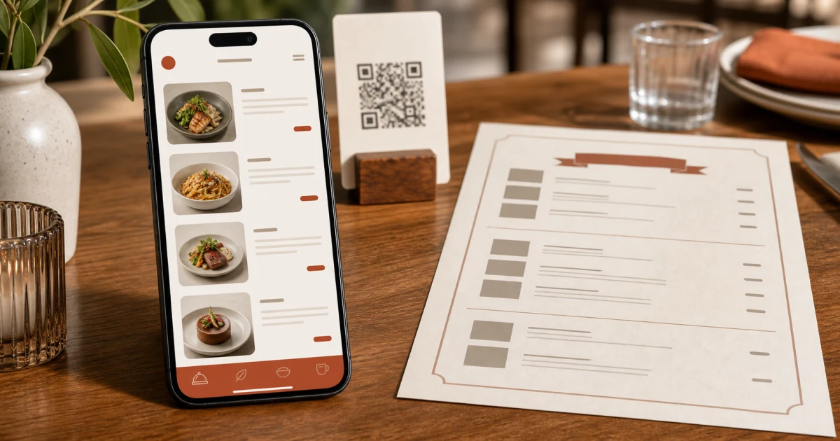 Comparativa entre carta digital móvil y carta en PDF para restaurante