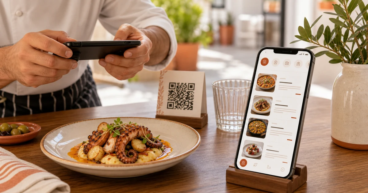 Carta digital de restaurante con fotos profesionales de platos
