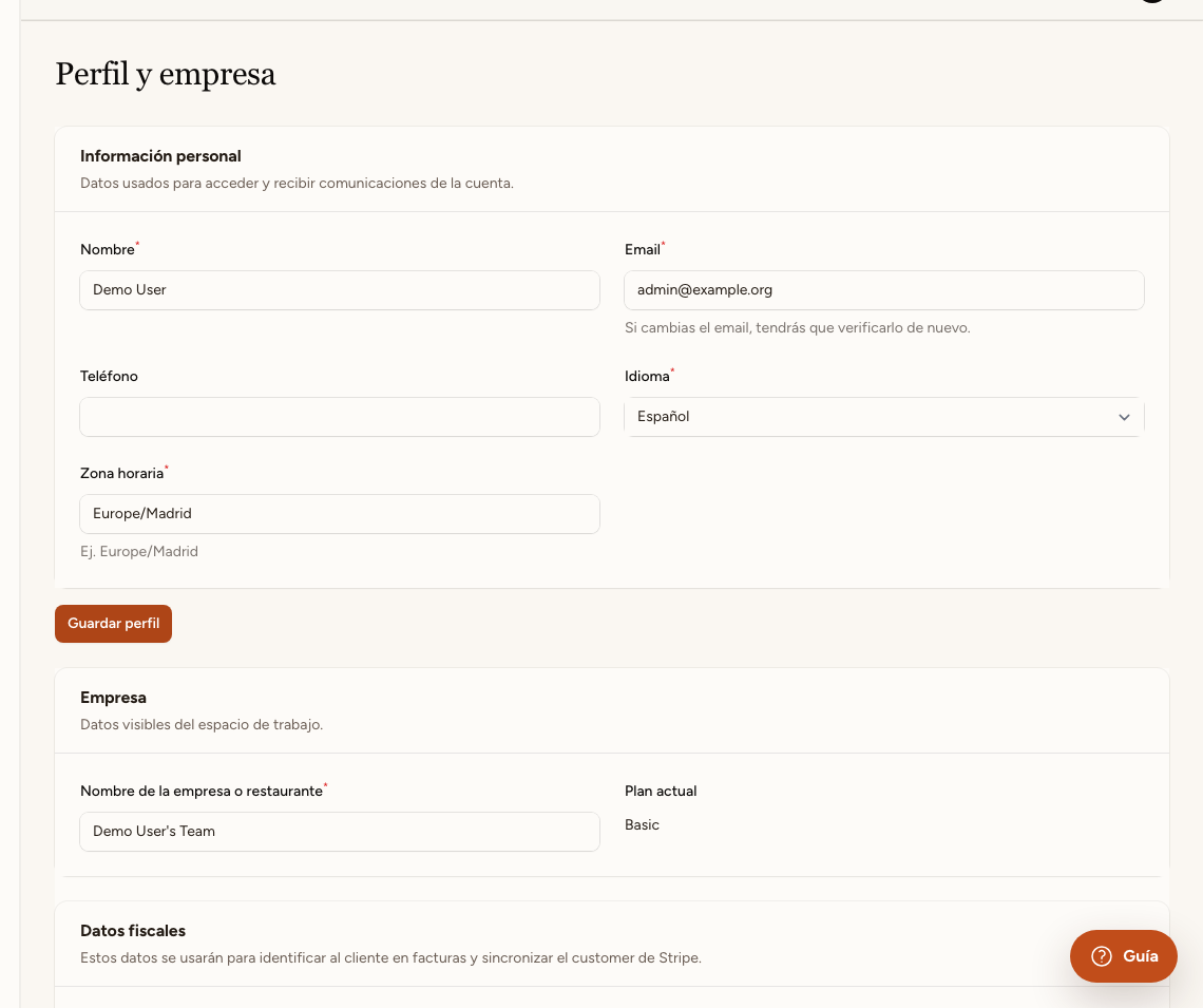 Paso 3: Actualiza perfil y empresa